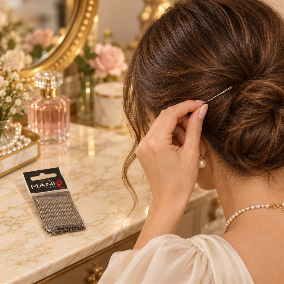 Metal bobby hair pins rounded tips buns styling