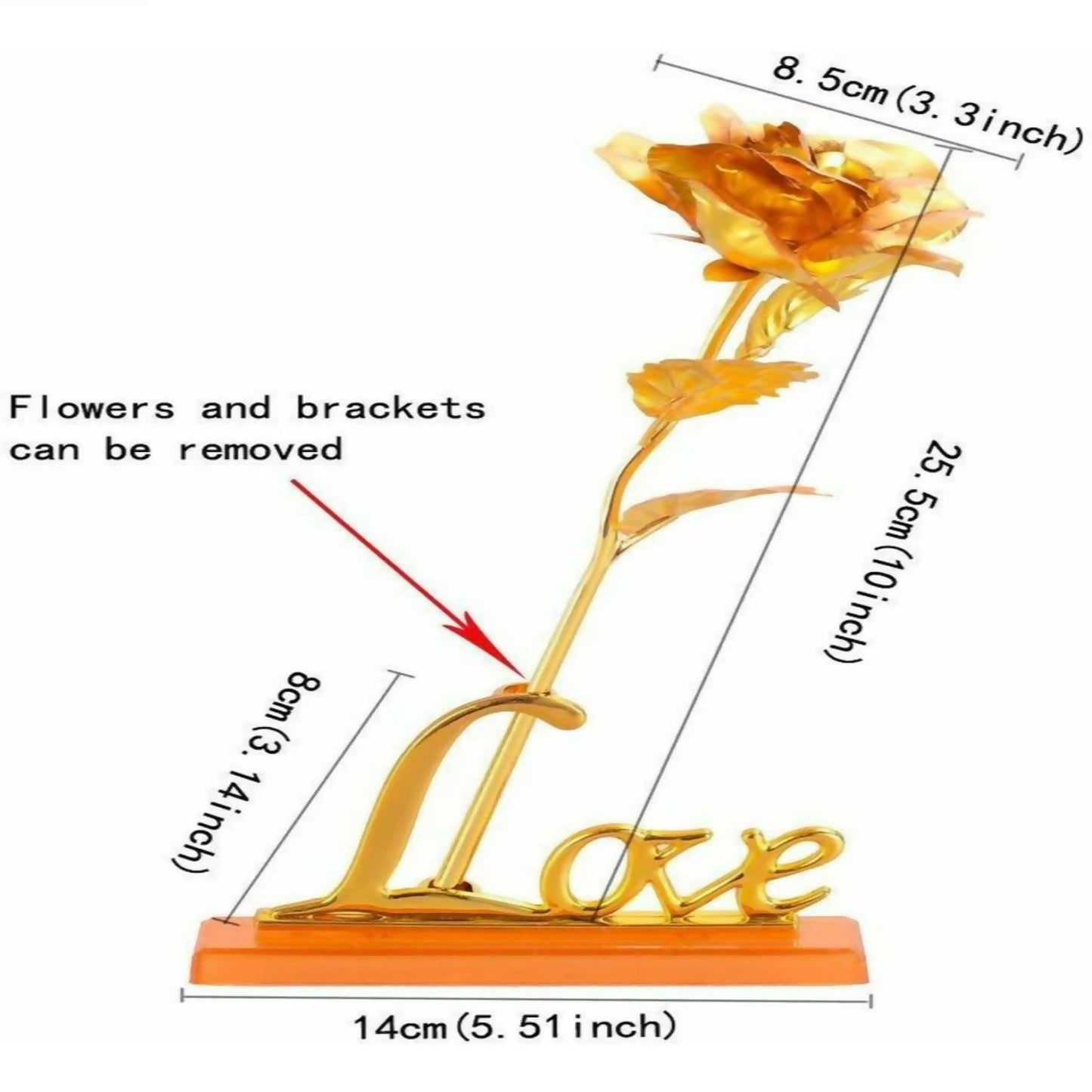 Premium LOVE Golden Rose Showpiece with Stand | 24K Gold Foil Artificial Rose with Love Base for Romantic Gifts | Ideal for Anniversary, Birthday, Valentine’s Day, Proposal & Home Decor | Elegant Golden Decorative Rose