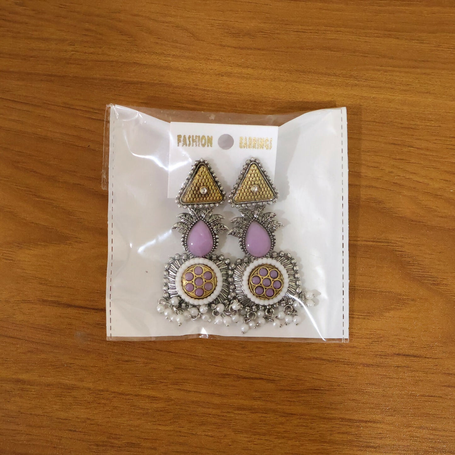 Elegant Blush Pink & Pearl Embellished Statement Drop Earrings with Antique Silver Finish and Intricate Floral Filigree Design