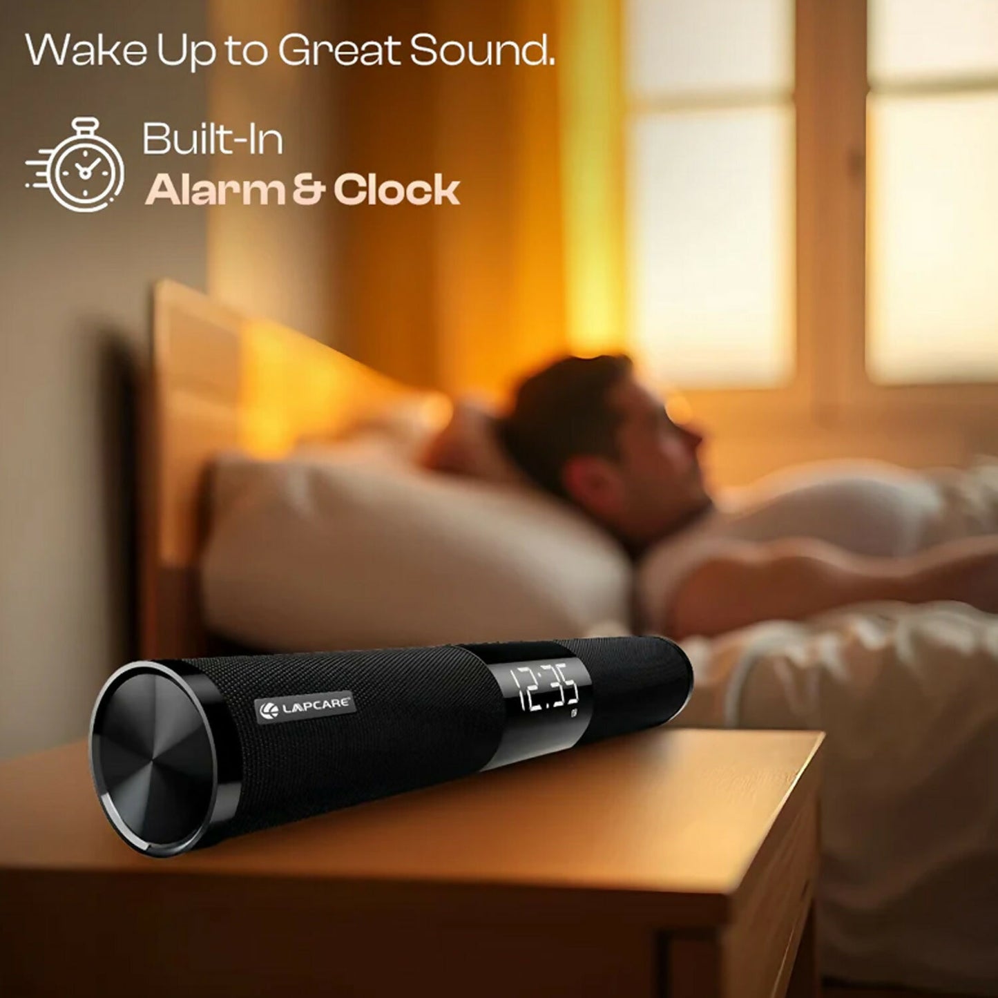 Lapcare Wireless Bluetooth Speaker with Digital Clock Display and Portable Design