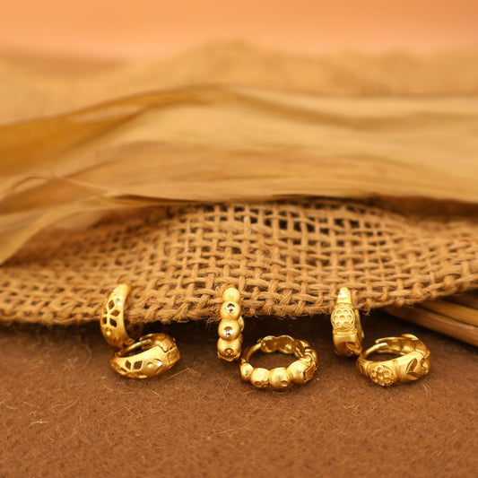 Gold Bali Earrings with AD bali Design kan ki bali Combo Pack of 3