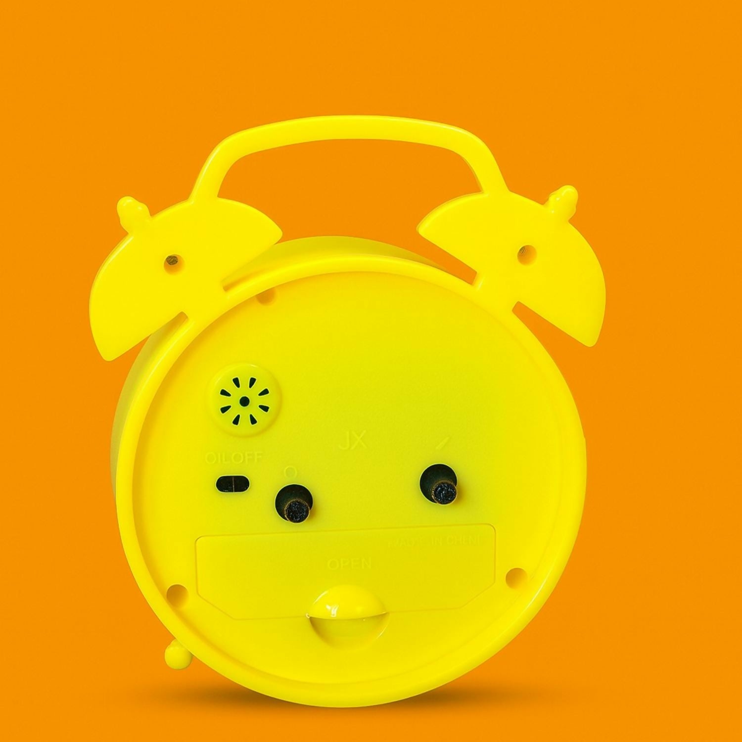 Yellow Smiley Face Twin Bell Alarm Clock for Kids | Cute Cartoon Expression Table Clock | Loud Alarm, Easy-to-Read Numbers, Battery Operated Decorative Desk & Bedside Clock for Home, Study, Bedroom & Gifts