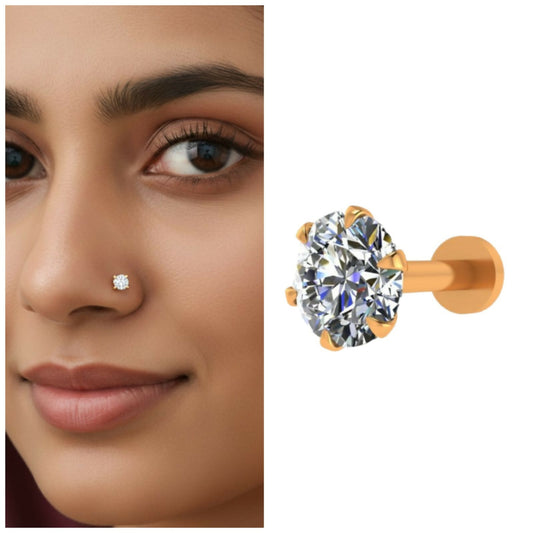 Classic Gold plated AD Nosepin stud Minimal Bridal Stud for women and girls