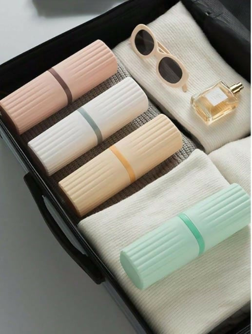 Capsule Shape Travel Toothbrush Toothpaste Case Holder (pack of 2)