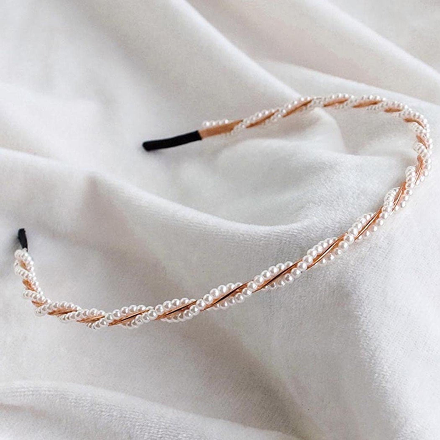 Close up of elegant pearl hairband