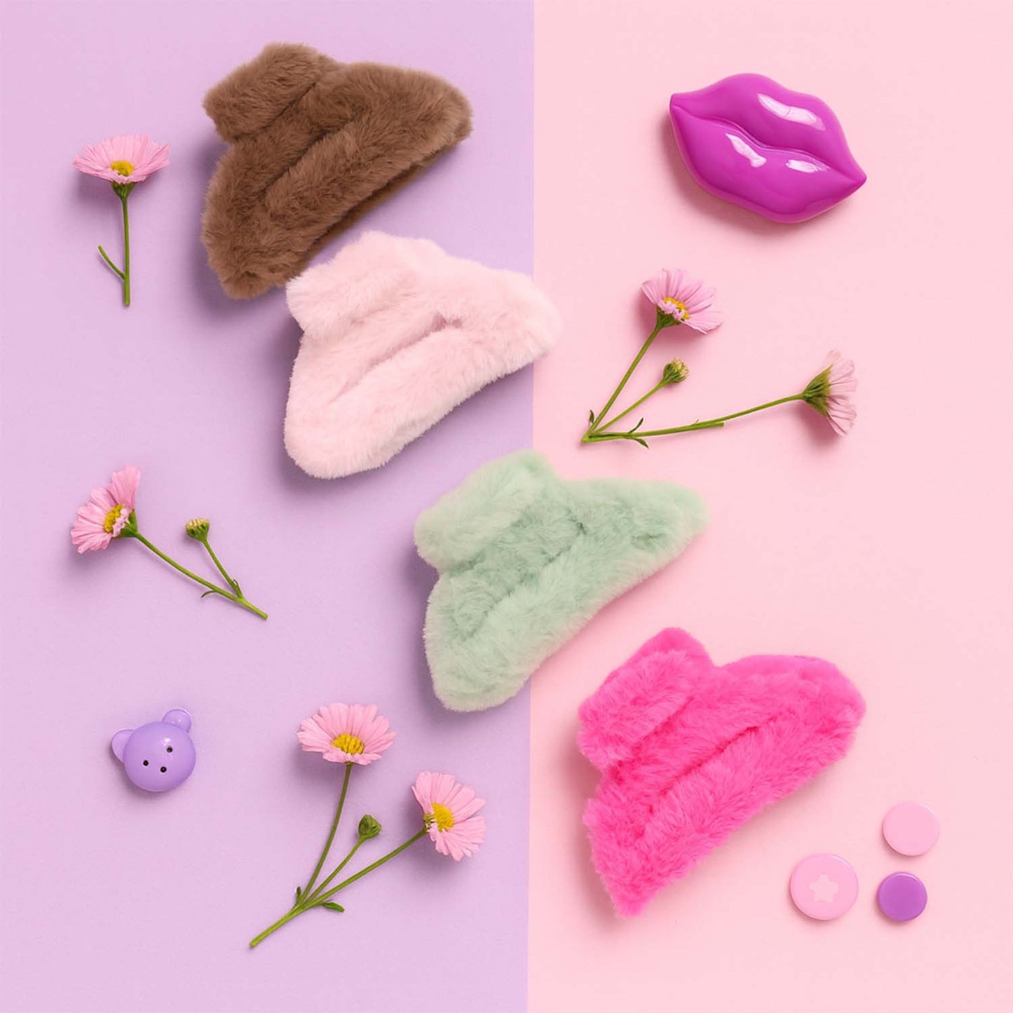 Big-Size Soft Faux Fur Hair Claw Clips (1 Pc)