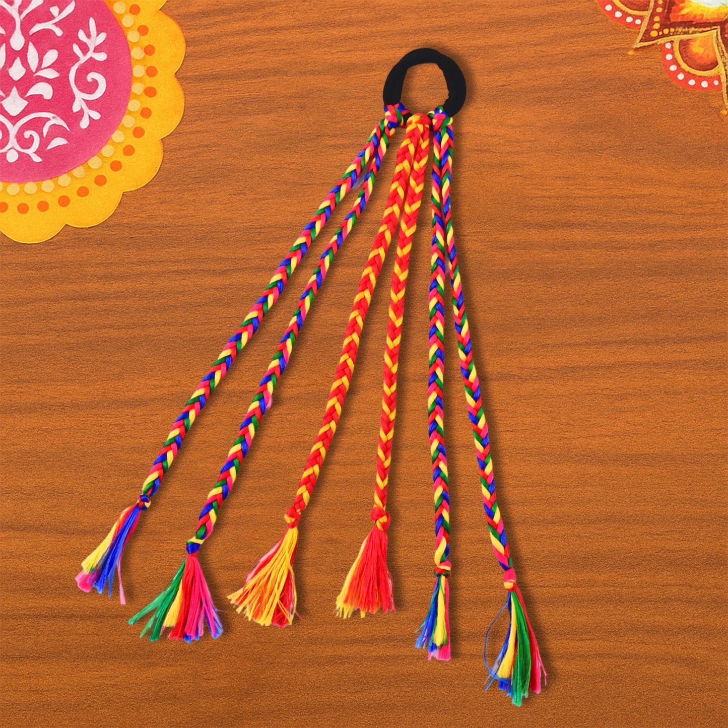 Traditional Multicolor Braided Hair Extension with Tassels