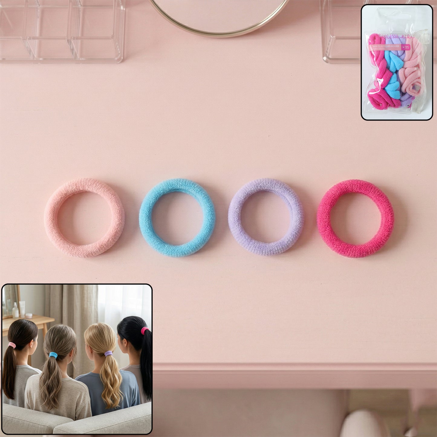 Multicolor Soft Elastic Hair Bands Set