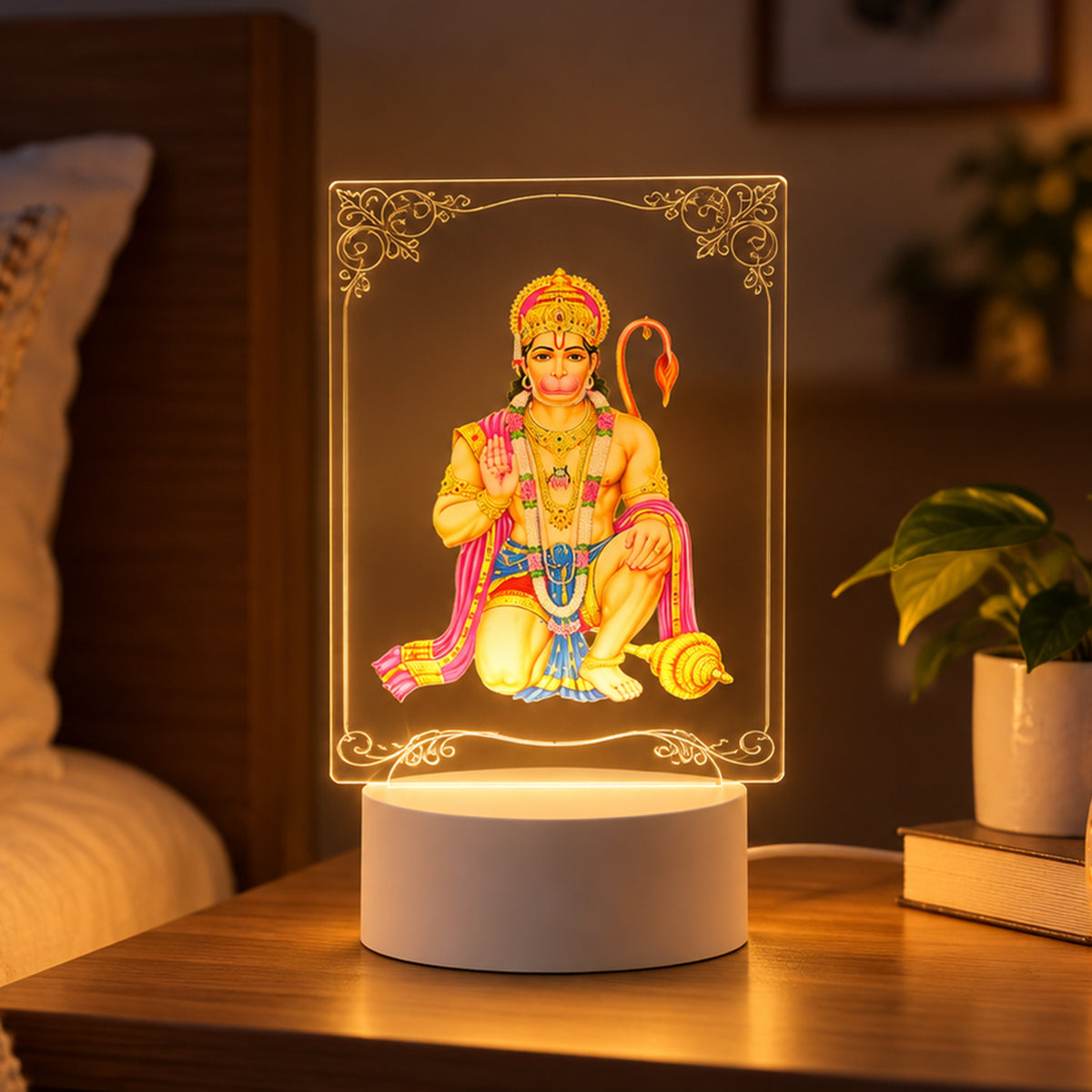 3D Hanuman LED Frame Light for Home Decor and Shelf Display (1 Pc)
