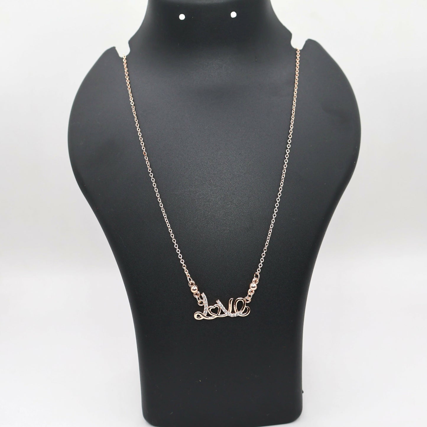 Rose Gold Plated LOVE Script AD Pendant Necklace For women and girls