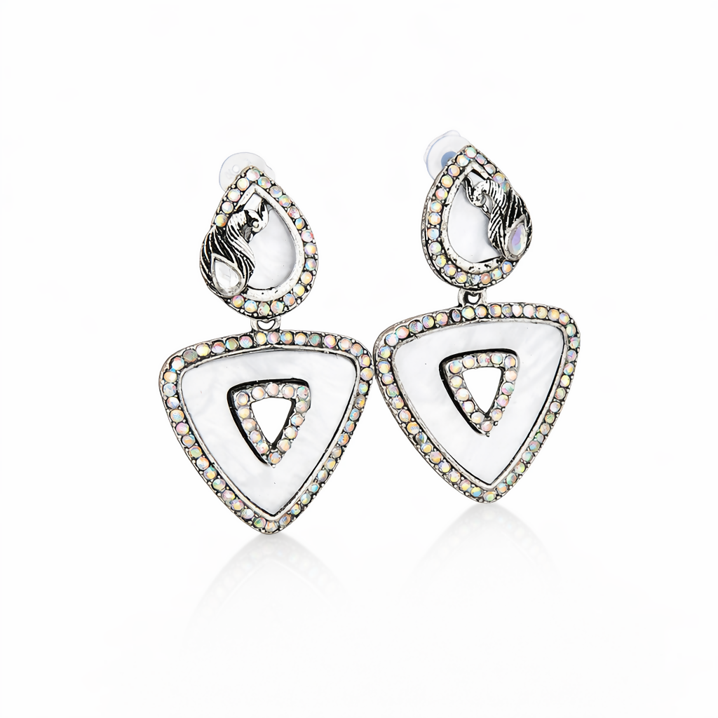 Elegant Oxidised Traingle Drop Jhumka Earrings