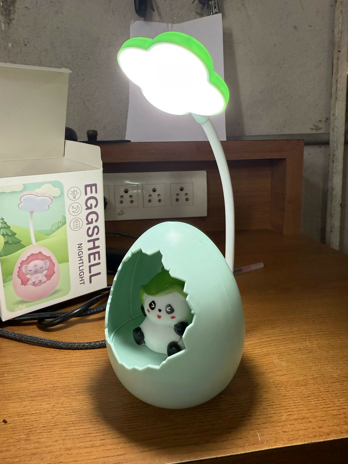 Cute Egg Panda LED Night Lamp with Cloud Light Desk Decor