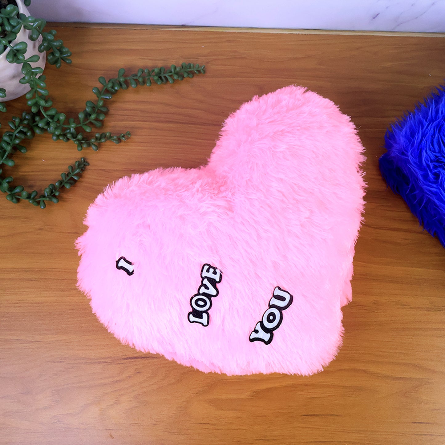 Soft Plush Heart Shape Cushion with "I Love You" (1 Pc)