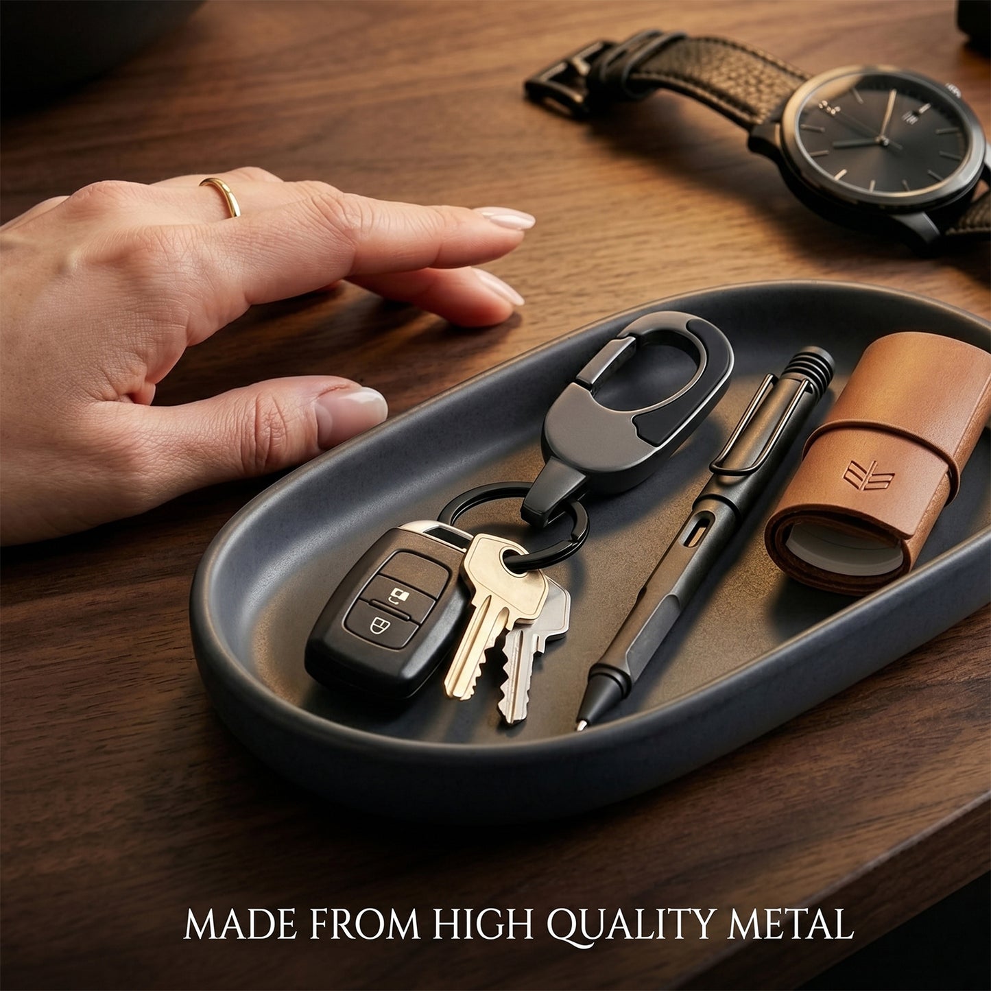 Premium Metal Keychain with Carabiner Clip for Car & Bike Keys