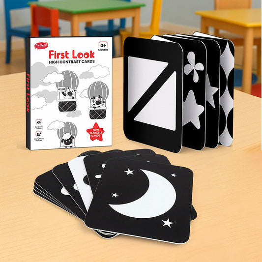 High-Contrast Flash Cards & Dual-Sided Flip Book for Newborns