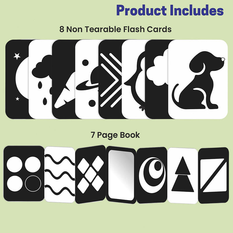 High-Contrast Flash Cards & Dual-Sided Flip Book for Newborns