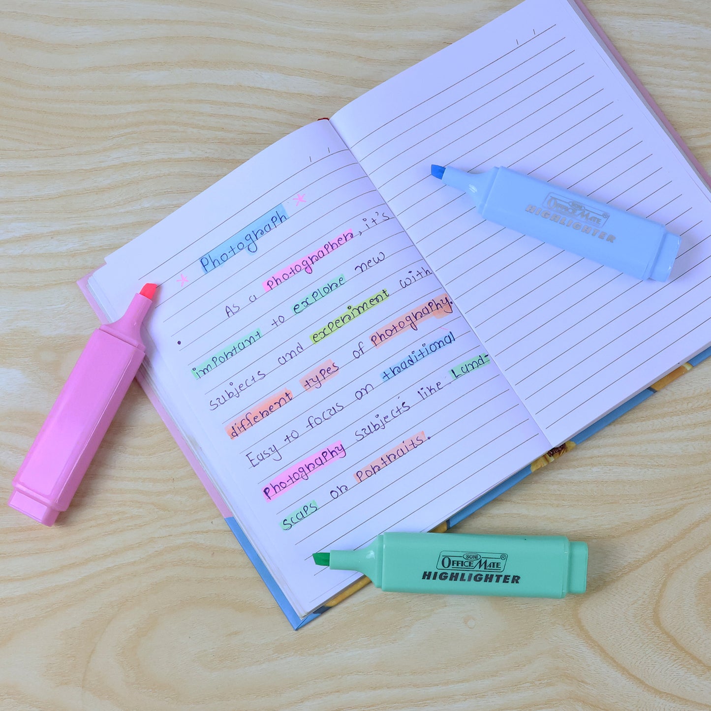 Officemate Highlighter Pen Set – Pack of 5 Bright & Smooth Colours for Study, Office & Creative Work