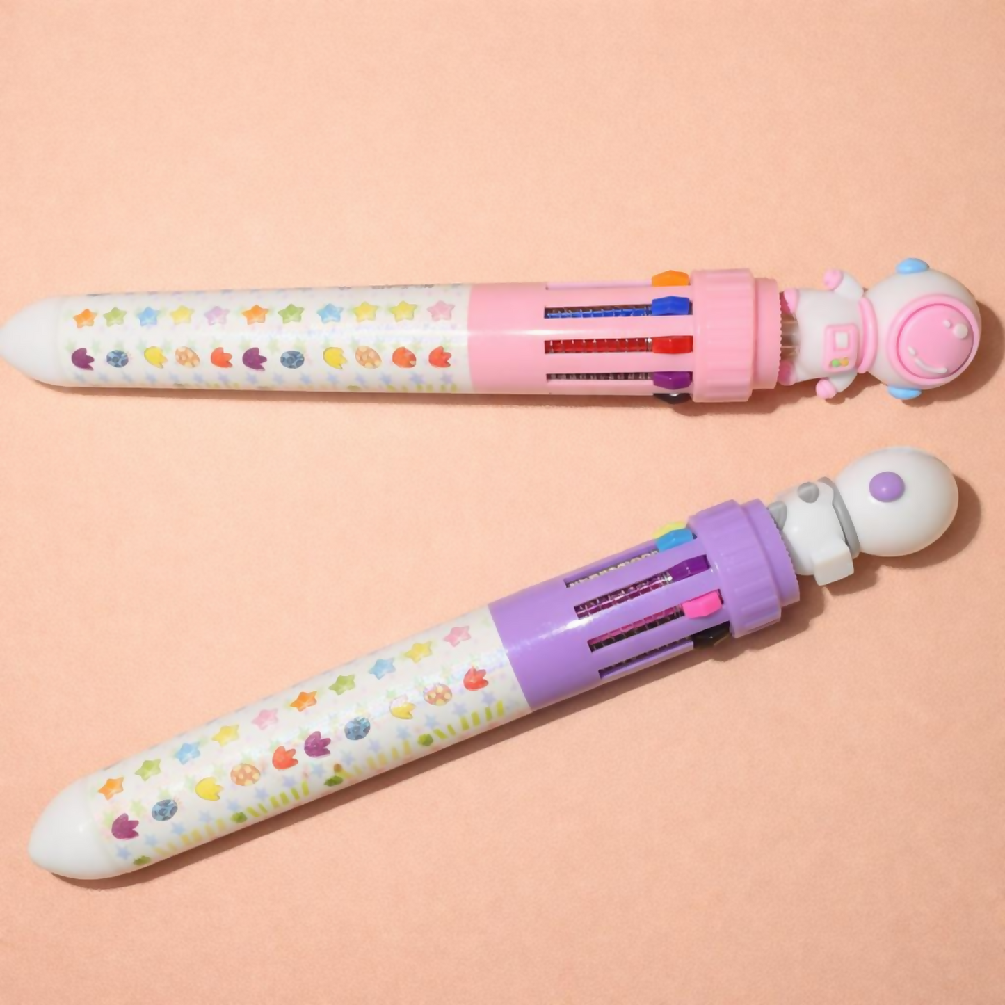 10-in-1 Multicolor Pen for Kids Astronaut Design Pink Purple Color (SET OF 2)