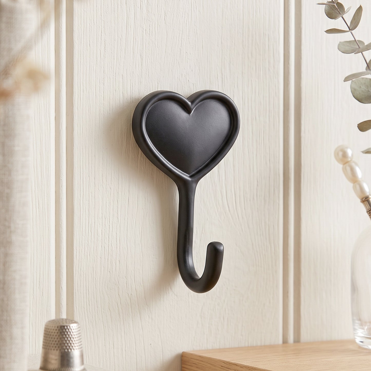 Heavy Duty Self Adhesive Wall Hook Heart Shape Key and Scarf Hanger (1 Pc)