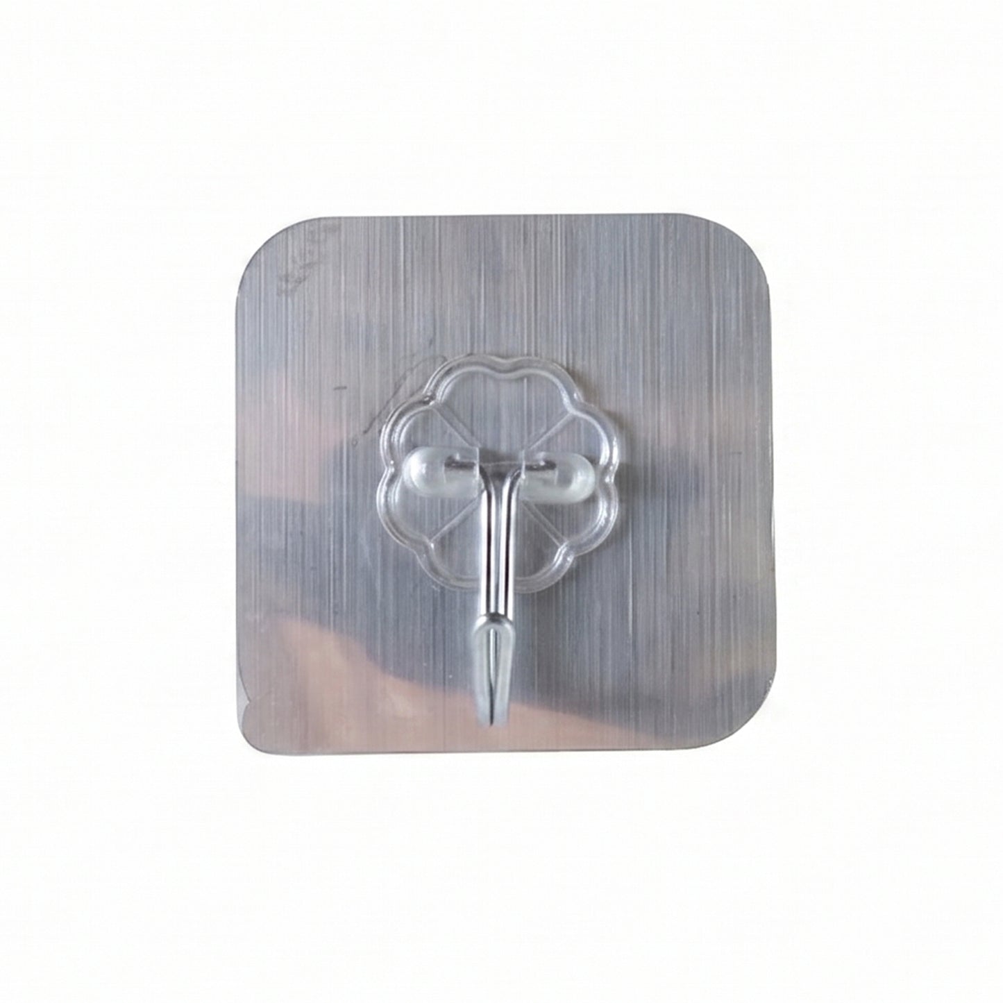 Self-stick double hook metal wall plate