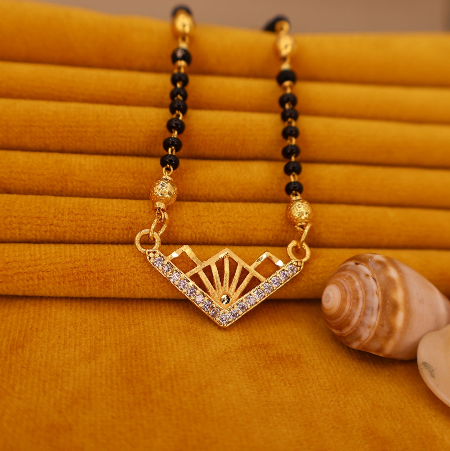 Gold Diamond Mangalsutra with Geometric Art Deco Pendant