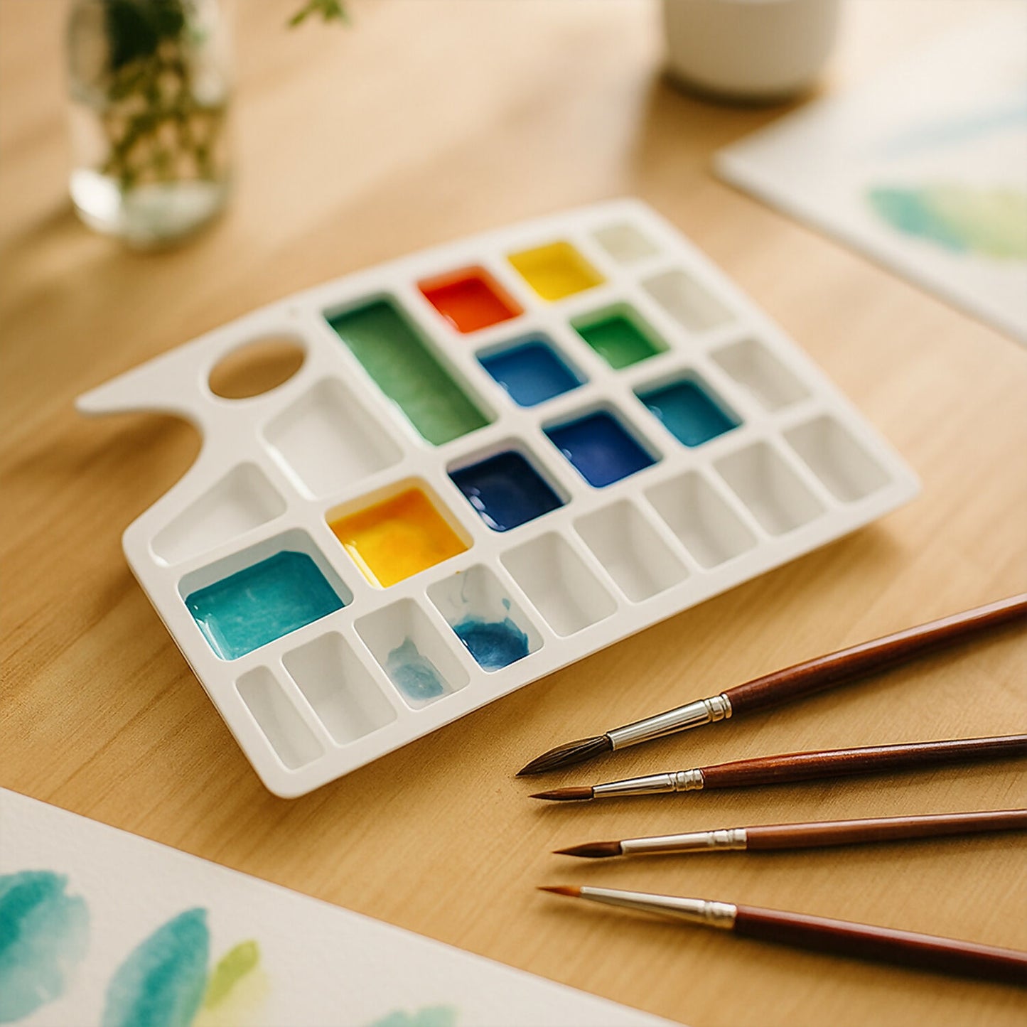 Khyati Colour Mixing Plate – Rectangle Medium Artist Palette with Multiple Compartments
