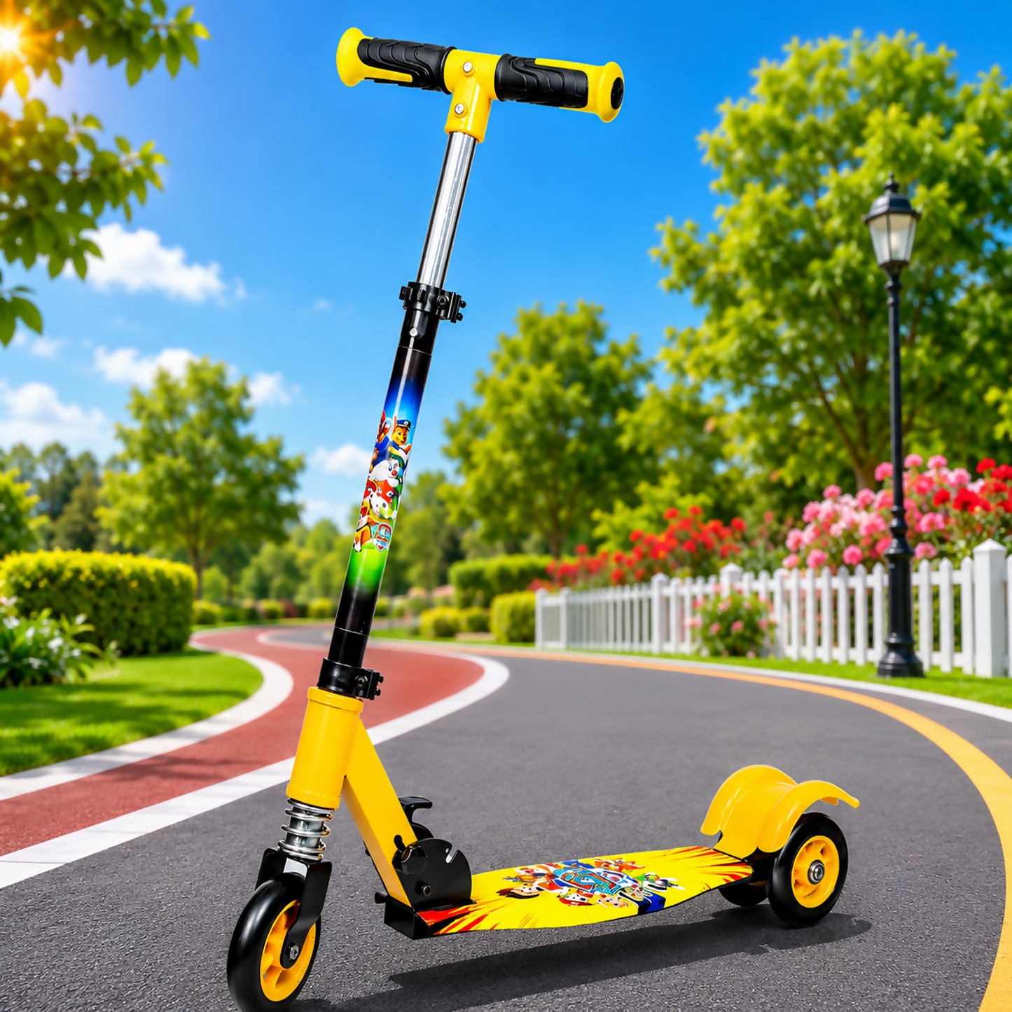 KIXY Kids 3 Wheel Foldable Scooter with Adjustable Height Handlebar