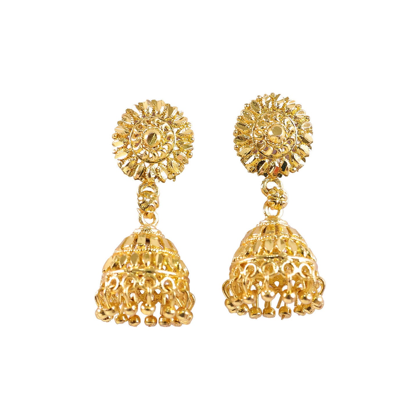Traditional Gold Plated Jhumka Earrings for Women – Elegant Ethnic Festive Jewelry