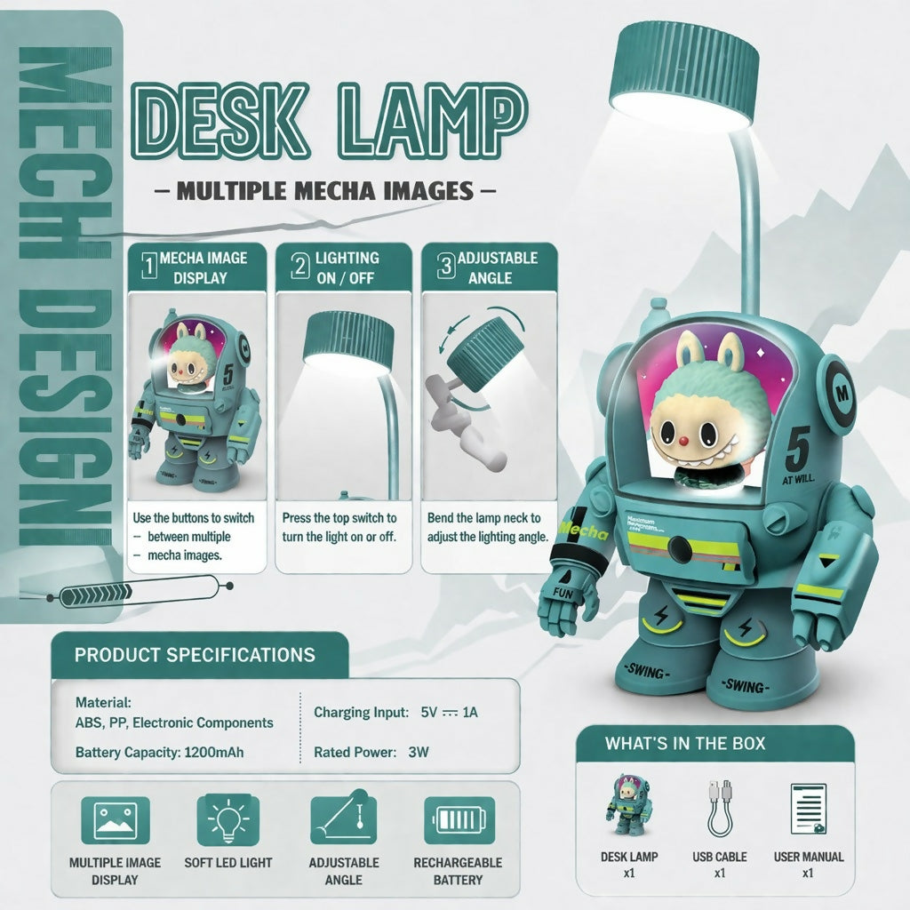 Astronaut Desk Lamp with Pencil Sharpener & LED Light for Kids