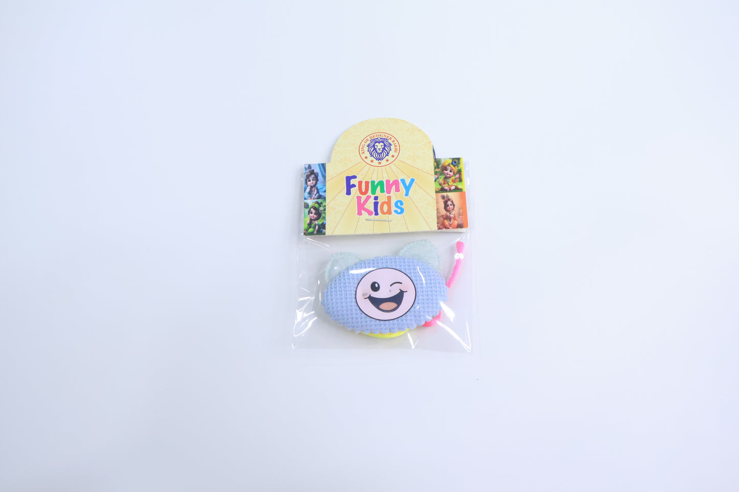 Winking Smiley Rakhi for Kids – Soft Fabric Cartoon Face Rakhi with Neon Thread