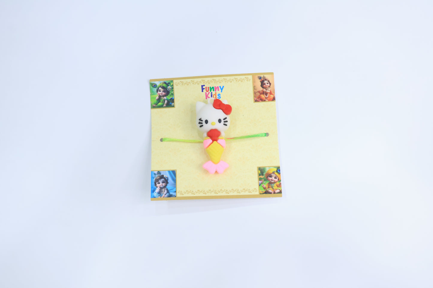 Cute Mermaid Kitty Rakhi for Kids – Soft Silicone Cartoon Rakhi with Neon Thread for Raksha Bandhan