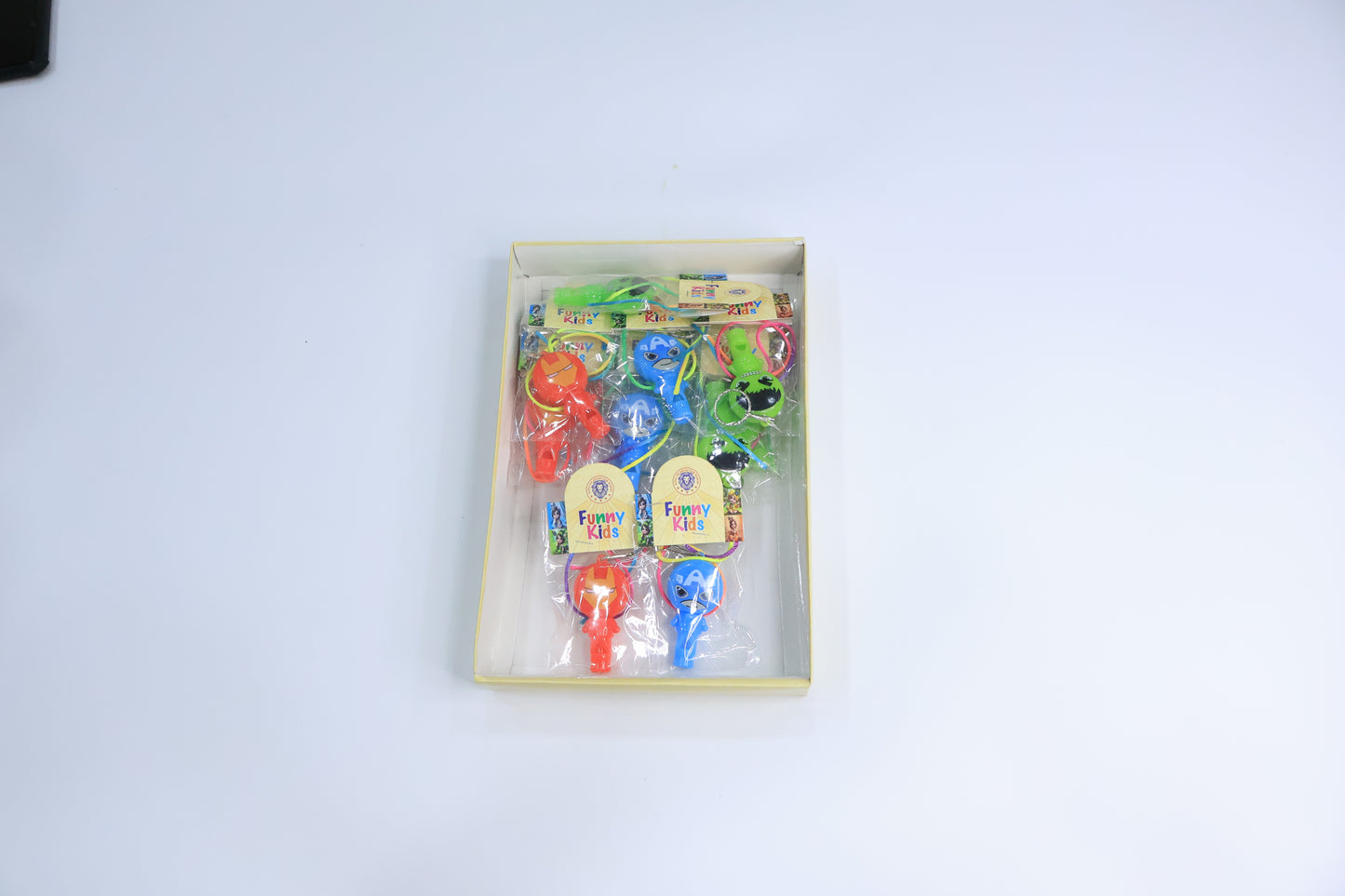 12 Pc Superhero Ironman Whistle Rakhi Set for Kids with Keychain Design and Cartoon Gift Box – Fun Raksha Bandhan Pack