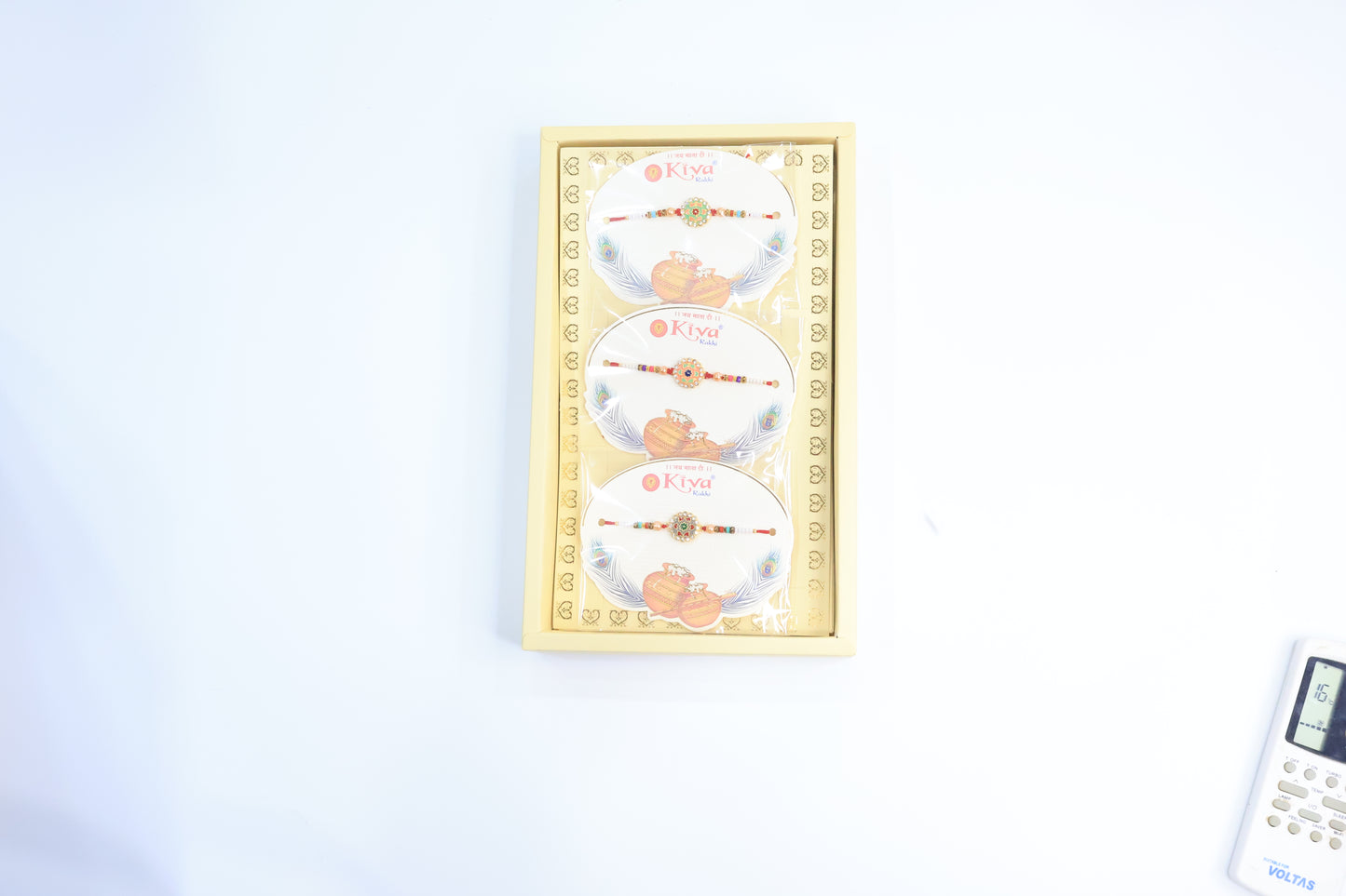 Traditional Designer Rakhi with Pearl Beads & Meenakari Centerpiece (12 Pair)