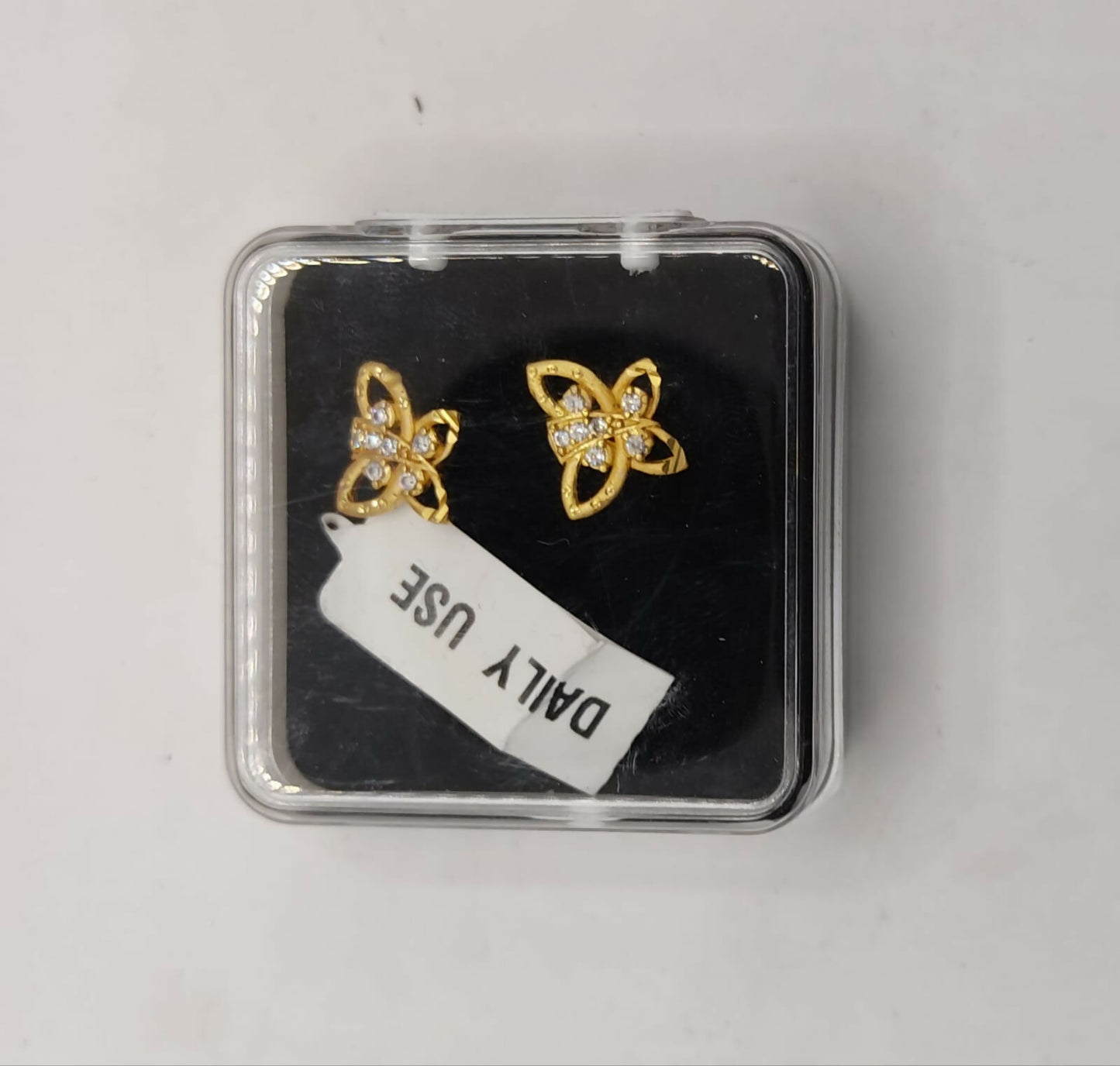 Butterfly Stud Earrings | Gold Plated AD Stones | Lightweight for women and girls