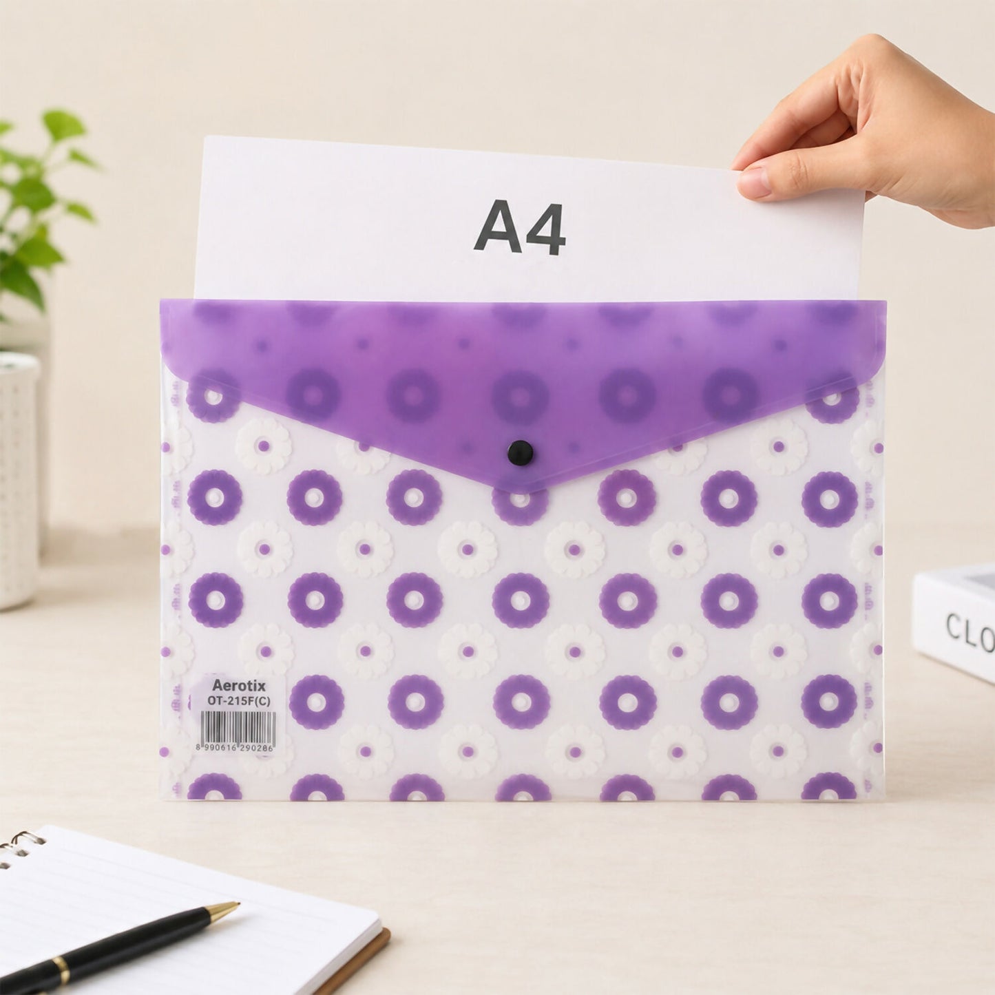 Set of four Premium A4 document folders with assorted colorful designs