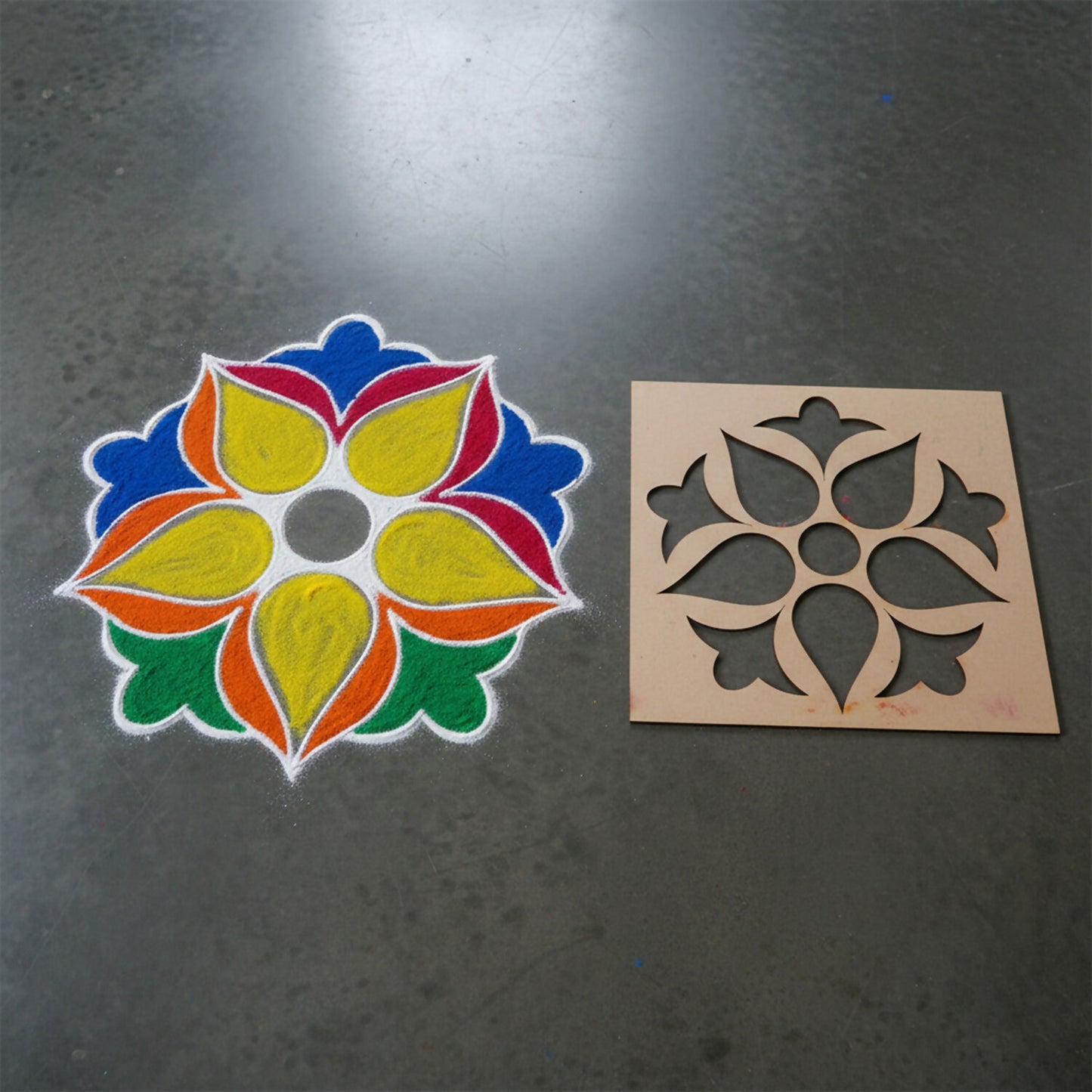 Flower Petal Rangoli MDF Design | Reusable Diwali Rangoli