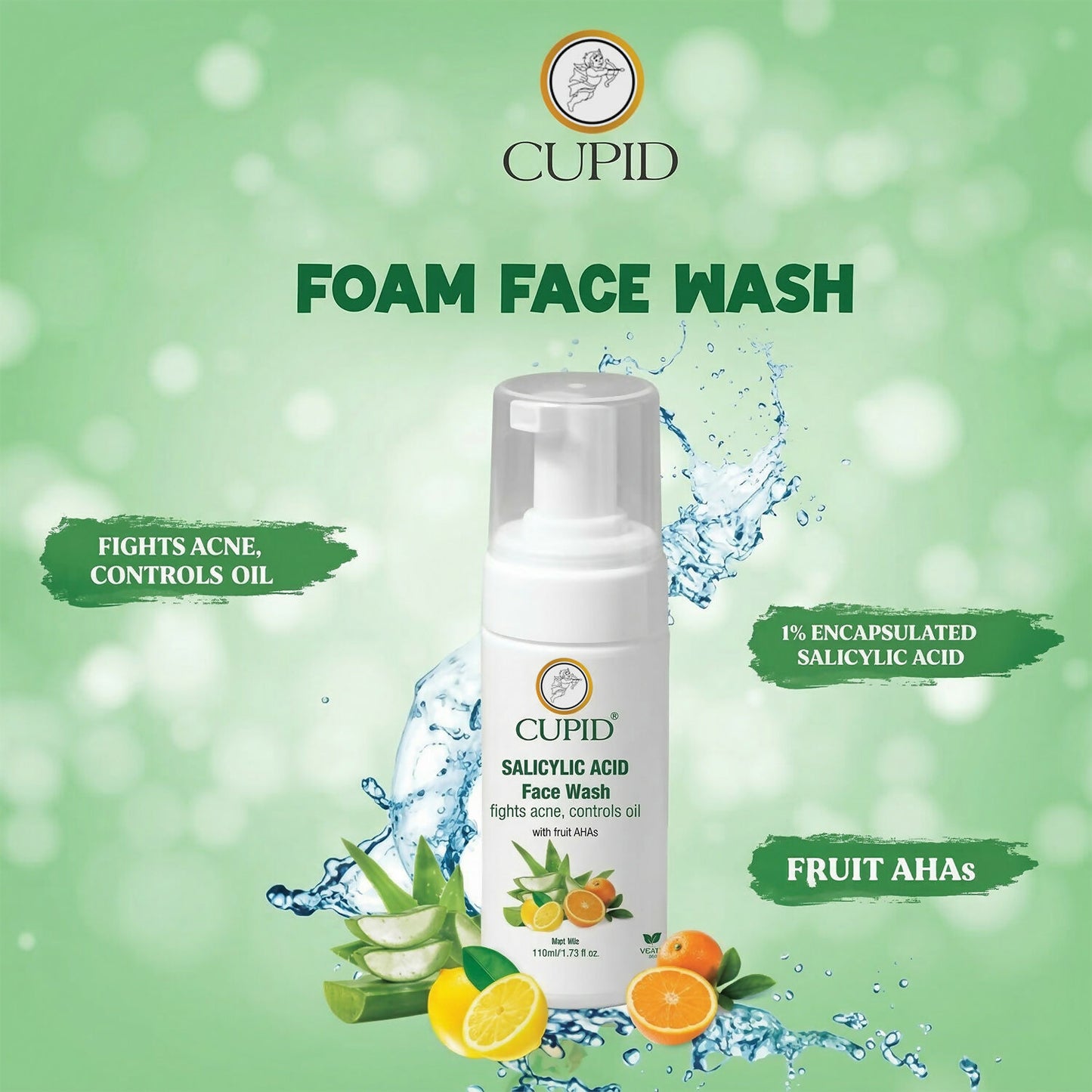 Cupid Salicylic Acid Foam Face Wash for Acne Control & Oil Balance (110 Ml)