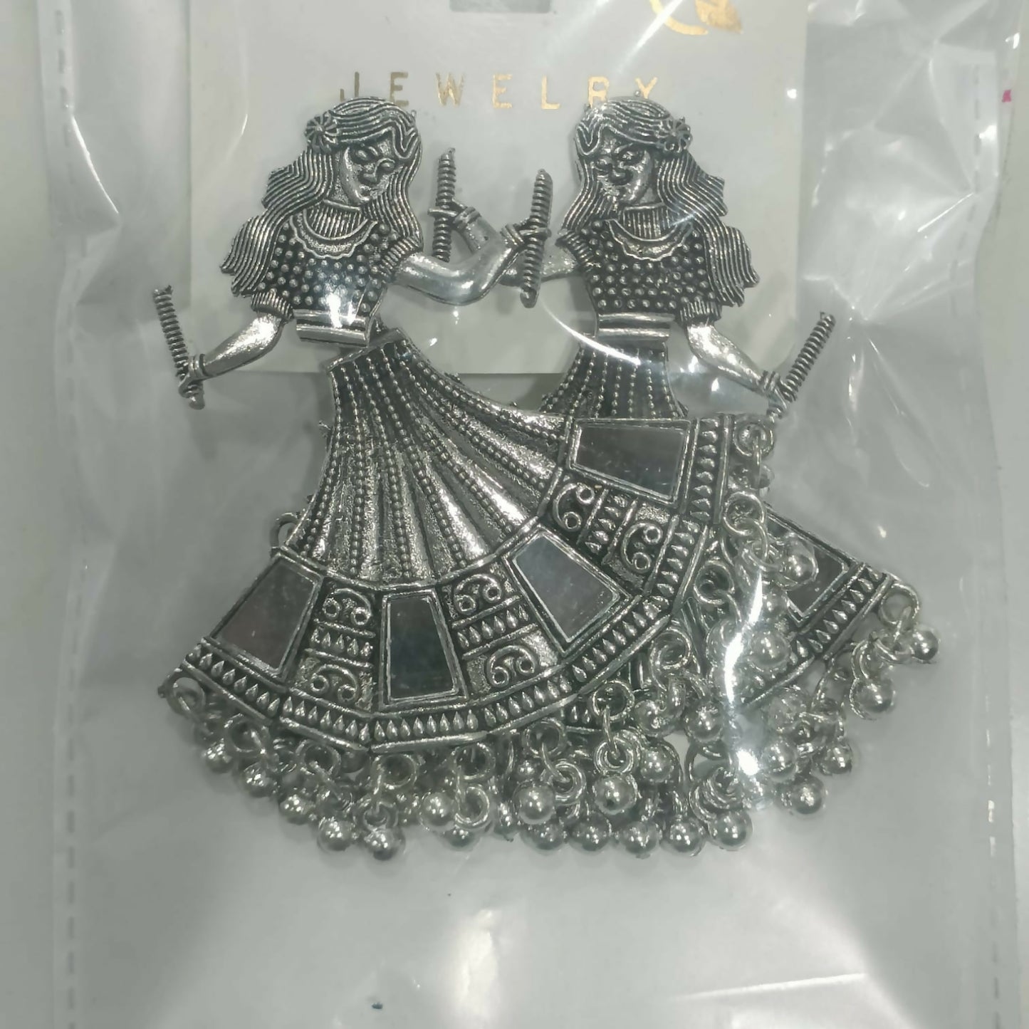 Oxidized Silver Tribal Dancer Earrings with Ghungroo Detailing