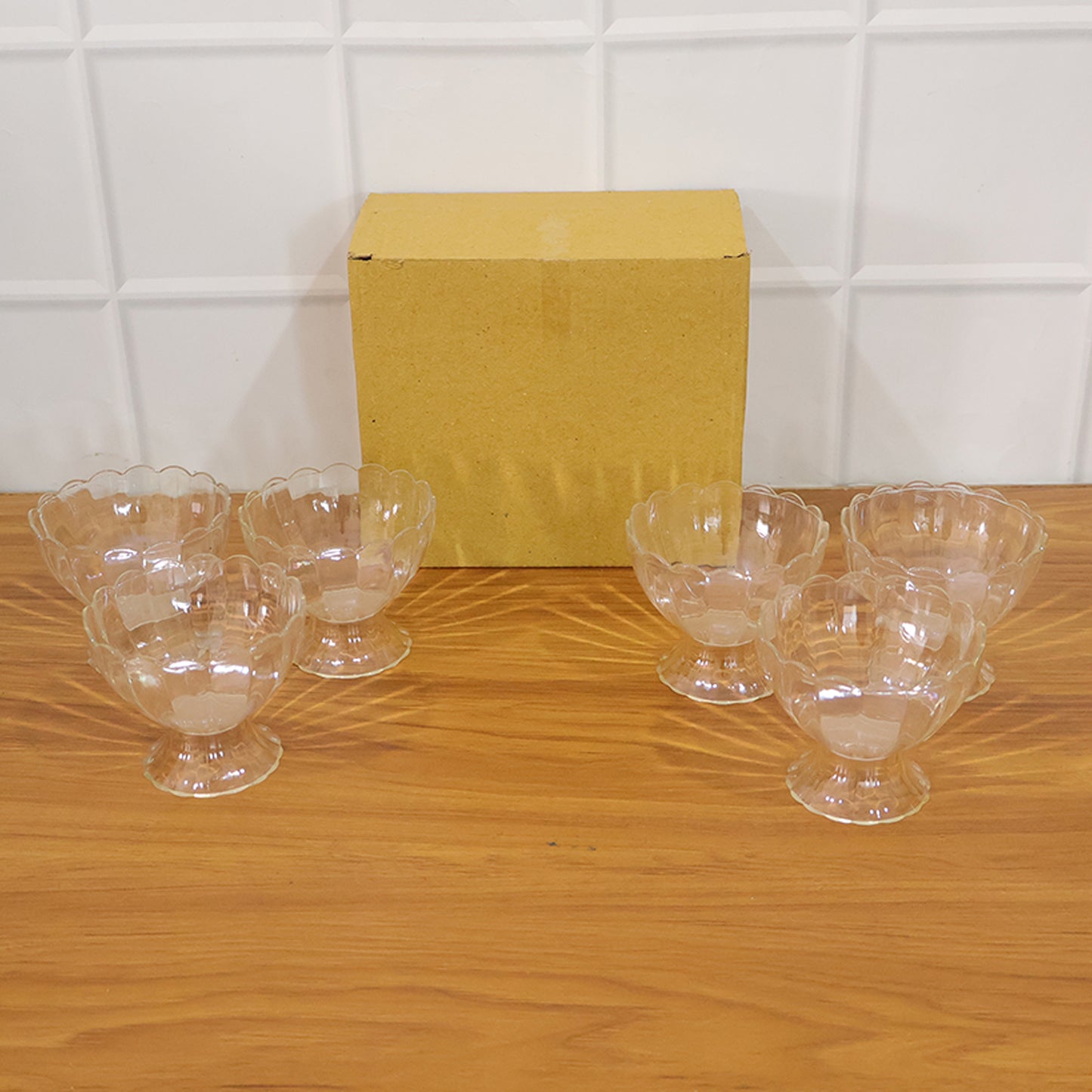 Serving Dessert Bowl Set - 6pcs Ice Cream, Salad, and Fruit Bowls (Brown Box)