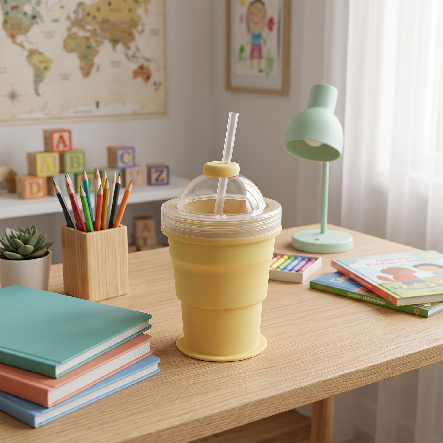 Silicone travel cup in assorted colours