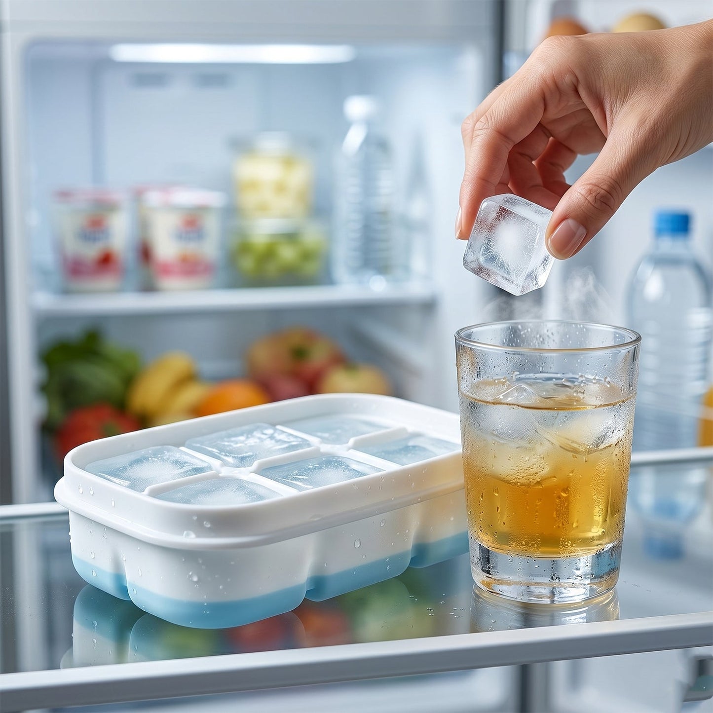 Mini Plastic 6 Cavity Fridge Storage Tray Ice Cube Tray Freezer Mold (1 Pc)