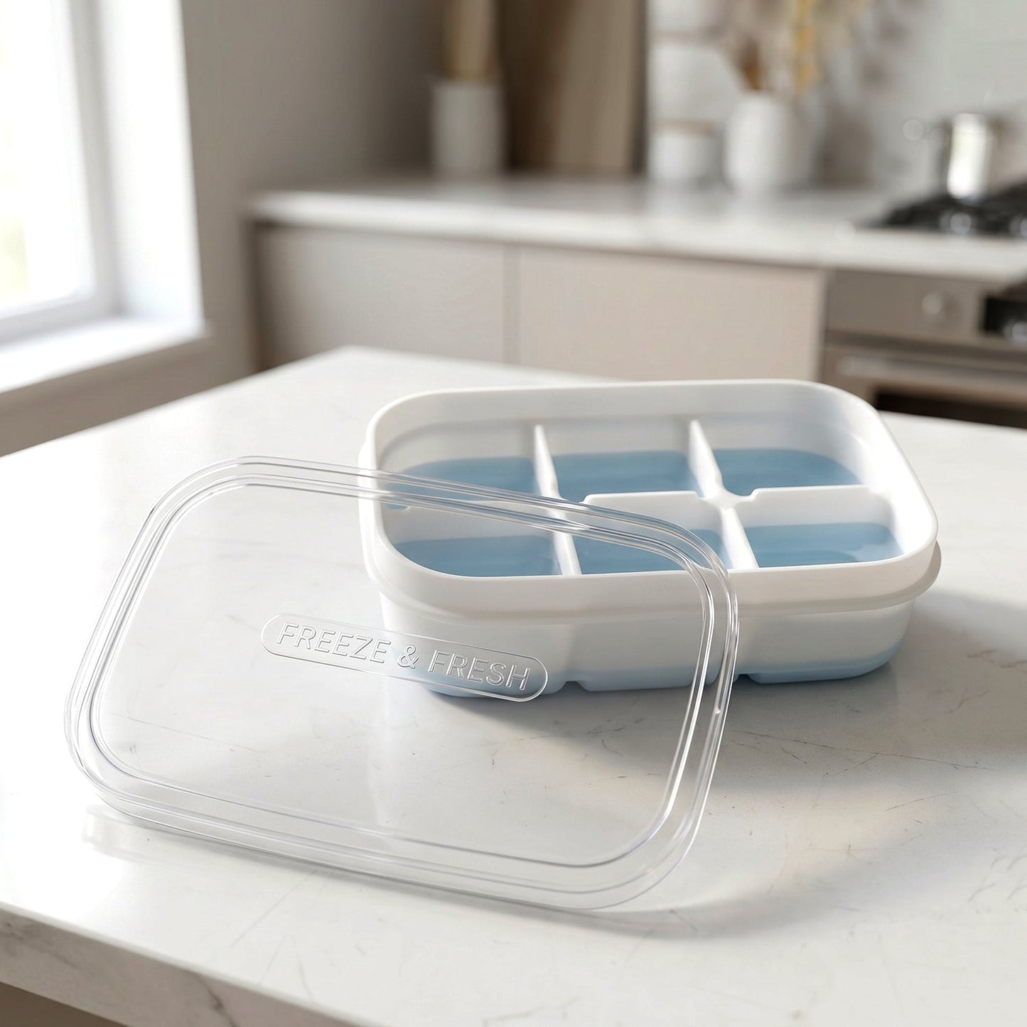 Mini Plastic 6 Cavity Fridge Storage Tray Ice Cube Tray Freezer Mold (1 Pc)