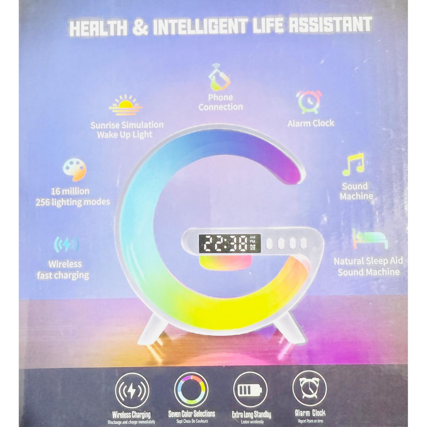 Smart LED Table Lamp with Wireless Charging, Alarm Clock & Music Speaker