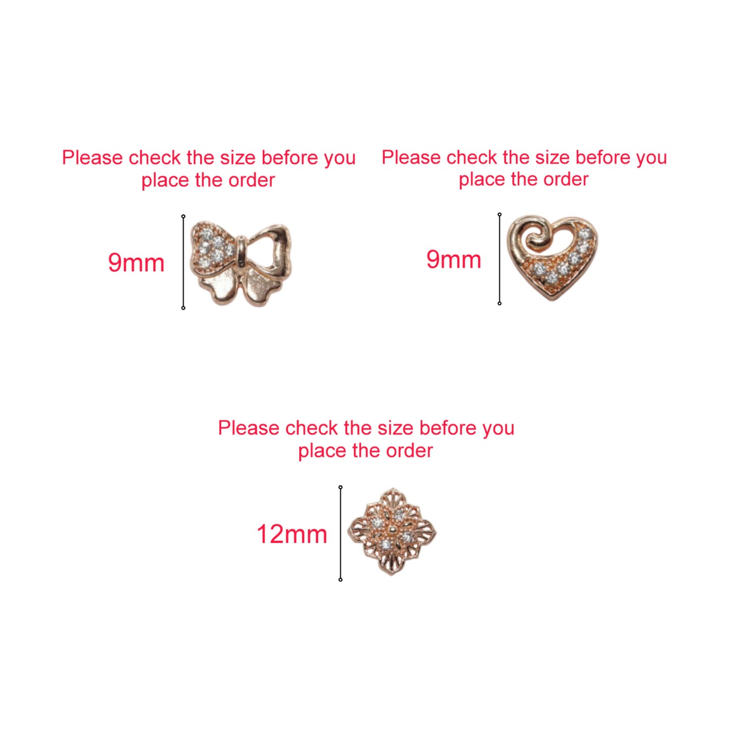 Rose Gold Plated AD Stud Earrings Set - Heart, Bow & Floral for women and girls Combo Pack of 3