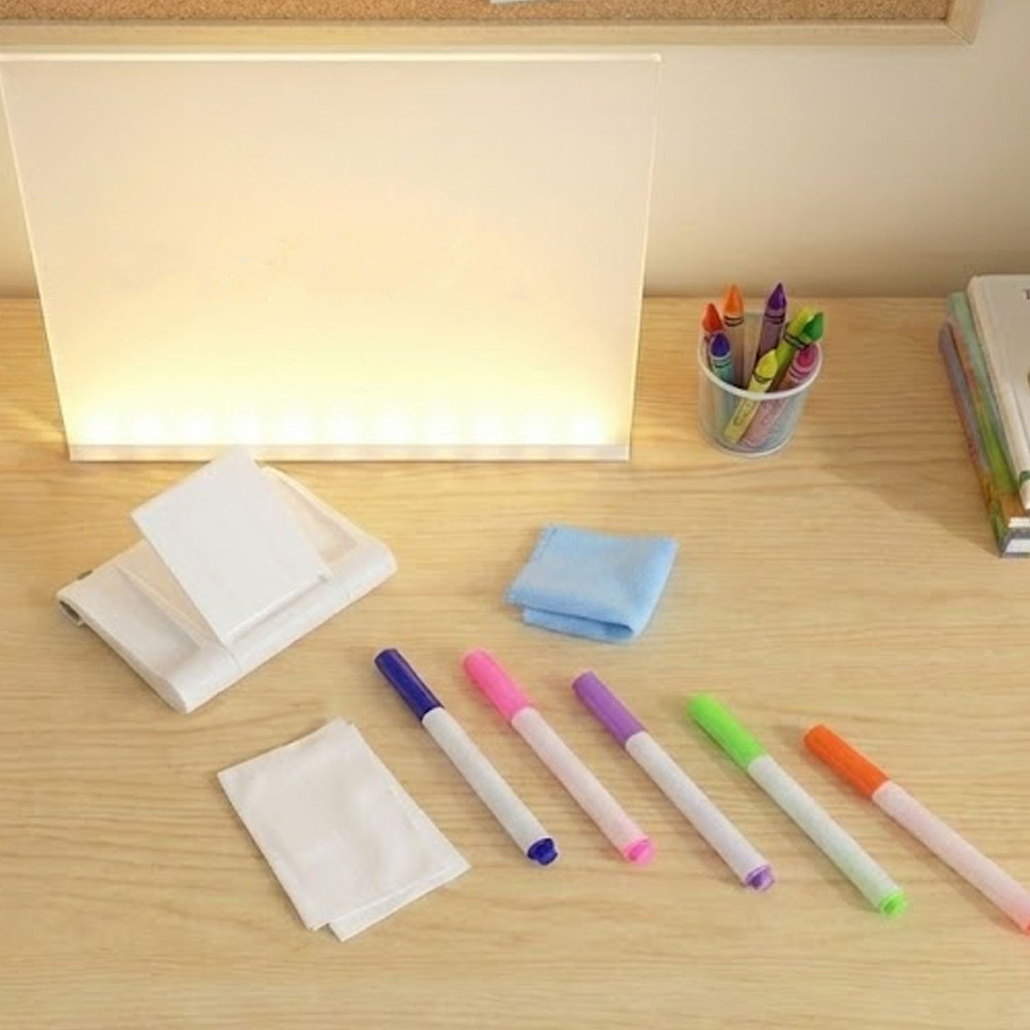 LED Writing Board on desk for messages