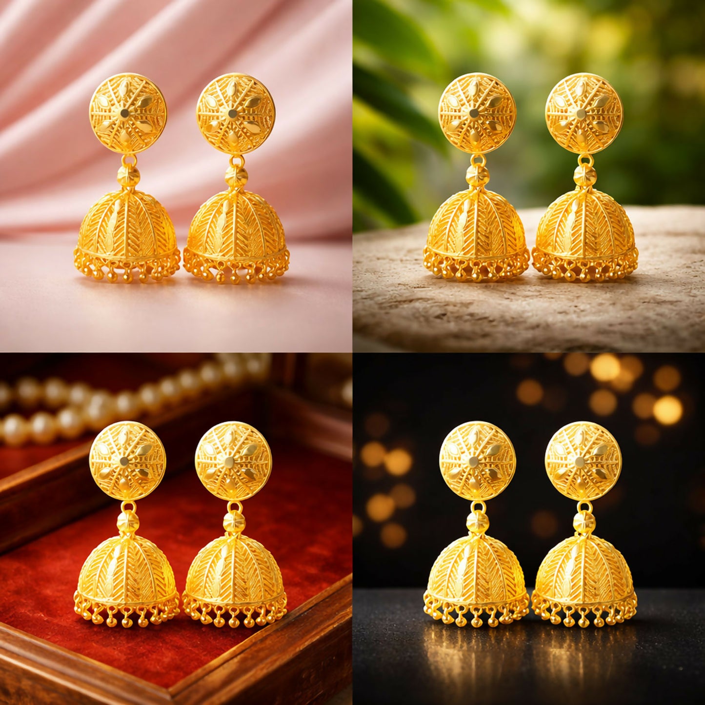 Traditional Gold Plated Jhumka Earrings for Women