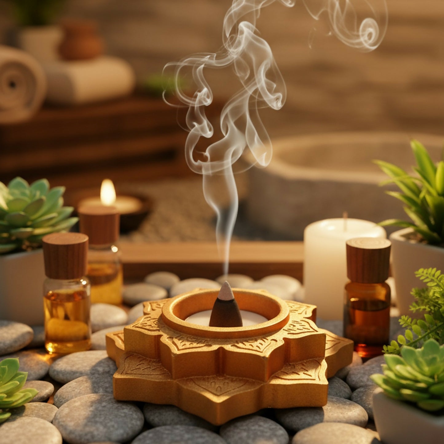 Lotus Shape Decorative Diya Multi-Purpose Candle Holder, Dhoop Cone Stand, Pooja Diya & Mini Planter (Red, Rose Gold, Metallic Pink)