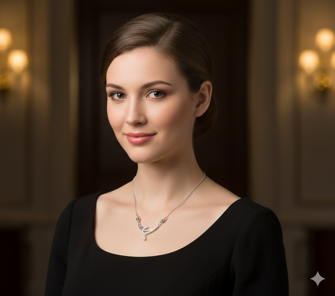 Silver Tone AD Pave Crescent Curve Drop Pendant Necklace