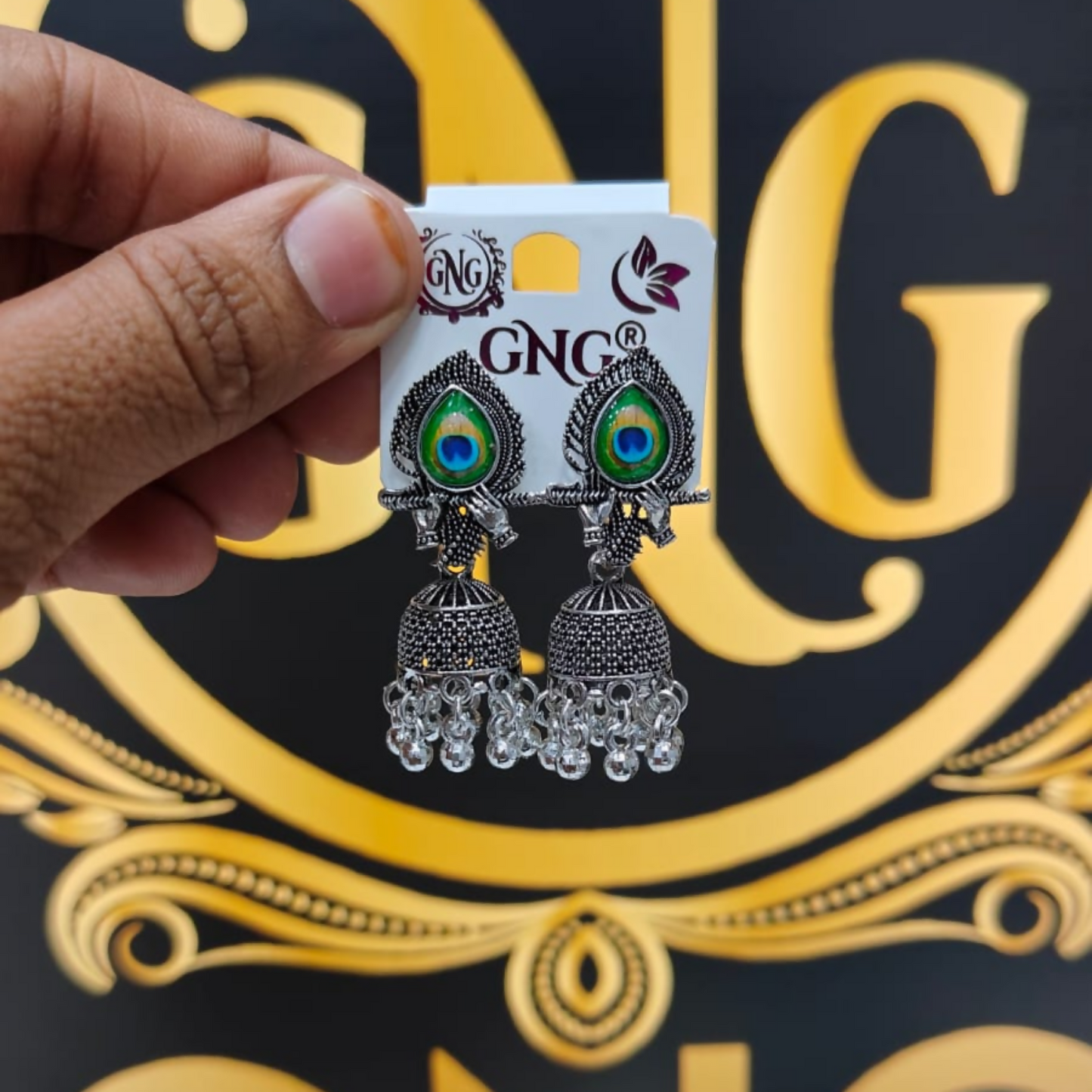 Beautiful Elegant Silver Oxidised Peacock Design Traditional Jhumka Earrings for Women