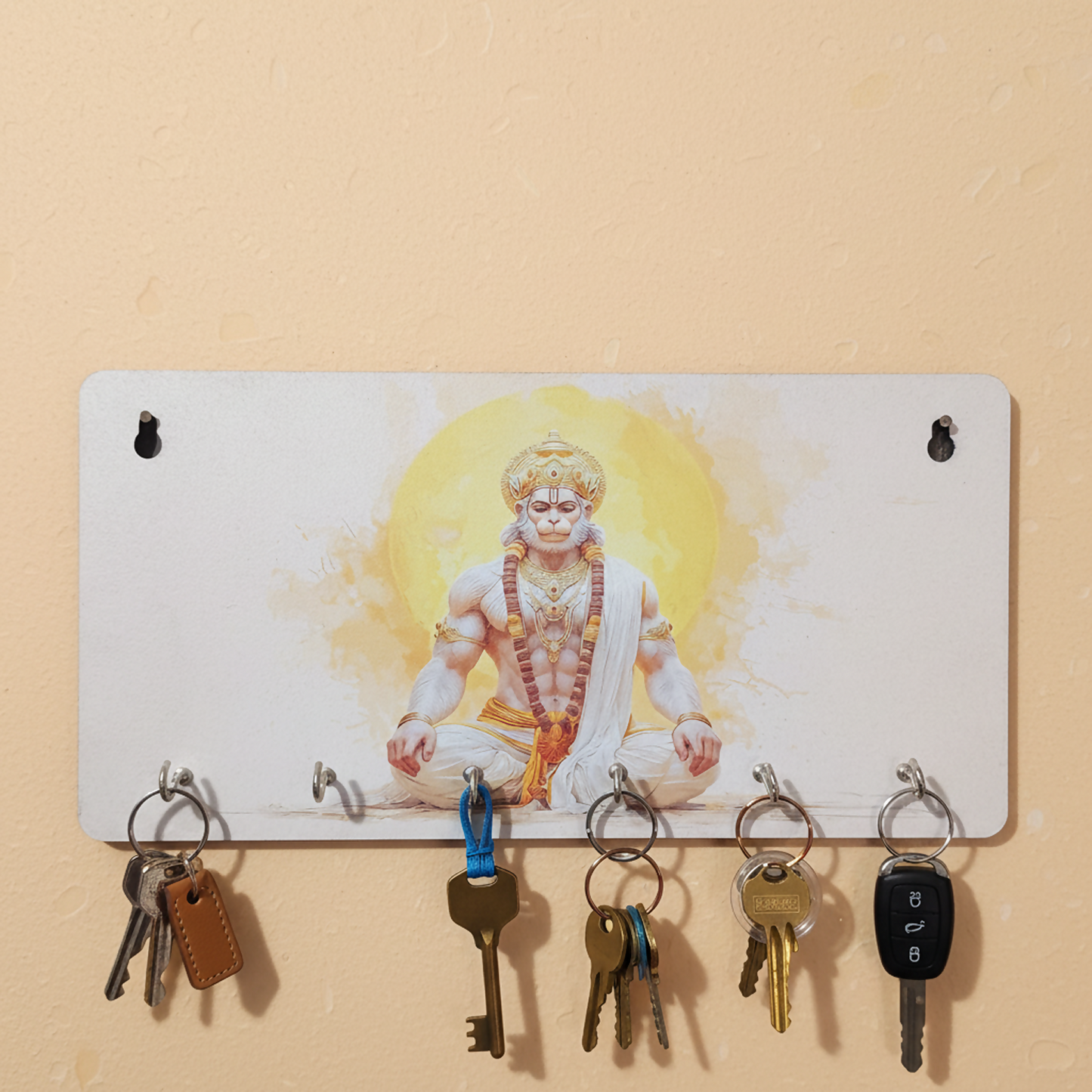 Spiritual Wall Mounted Key Holder with Digital Print Decorative Religious Decor (Mix Design)
